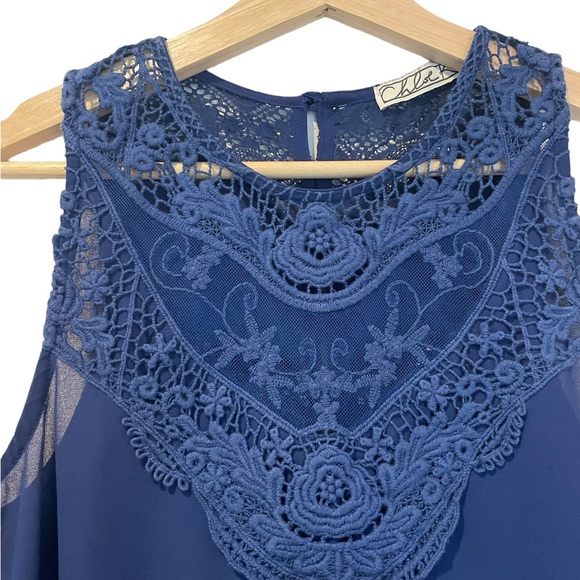 Tops - Colbalt Blue Lace Tank Top Size Small